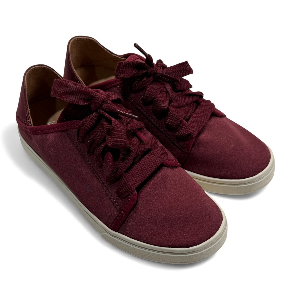OluKai Pehu Lani‎ Lanui Burgundy Canvas Lace Up Sneakers Women US 6.5 EUR 36.5
